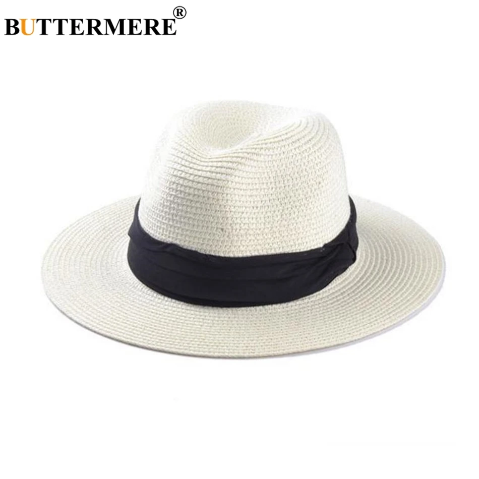BUTTERMERE соломенная шляпа женская панама мужская летняя шляпа от солнца пляжная Повседневная шляпа с широкими полями бежевая Гавайская брендовая Кепка