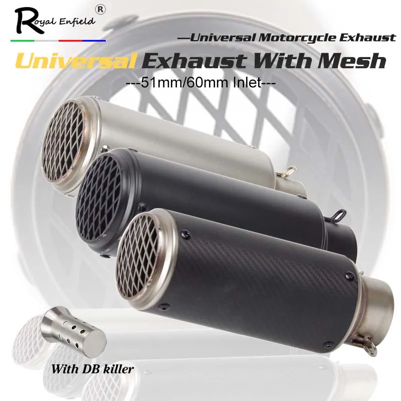 

Universal 51mm Motorcycle Exhaust Pipe Muffler with DB killer Exhaust Mufflers Exhaust Pipe for yamaha for honda for suzuki