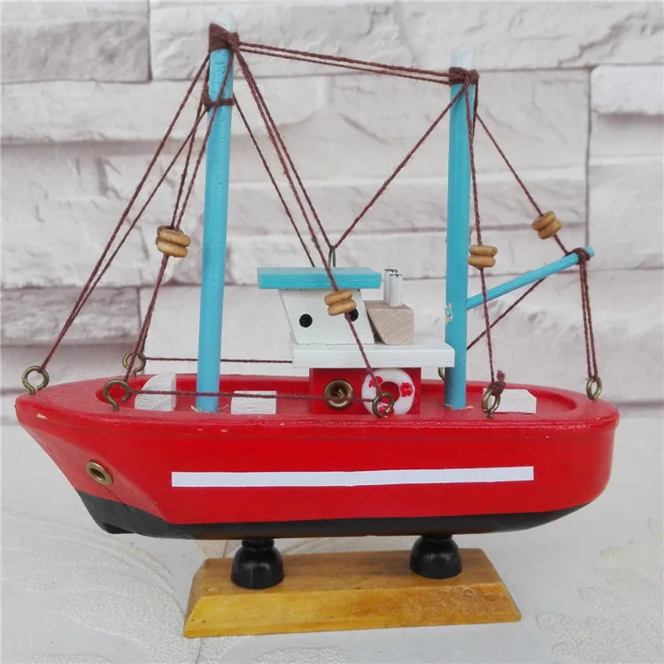 

Wooden Sailing Model Ocean Series Mediterranean Home Decoration Fishing Boat Handmade Wood Sailboat Wooden Boat Manual Craft