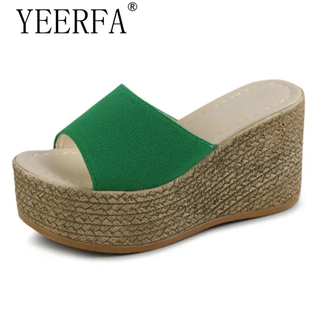 YEERFA summer women mules clogs wedge sandals garden shoes handmade artifical pearl slippers jelly color casual beach sandals
