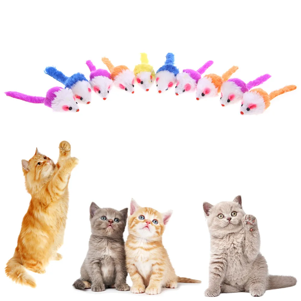 20Pcs/lot Colorful Mouse Cat Toys Funny Mice Dolls Chew Toys for Cat