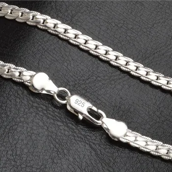 New 5mm Fashion Chain S925 Silver color Necklace Pendant Men's Jewelry Hot Sale Side Necklace