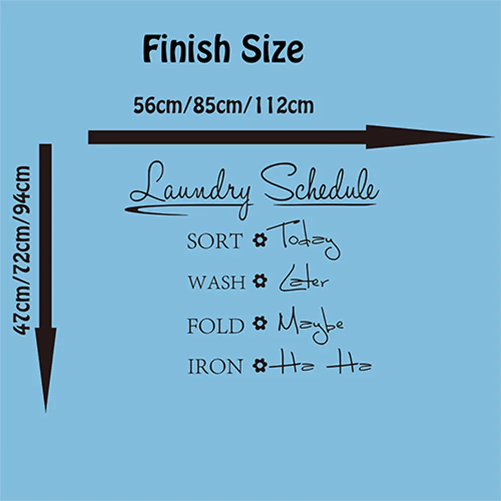 Laundry Schedule Wash Sort Fold Iron Quote Wall Sticker Washing Room Bathroom Laundry Room Lettering Wall Decal Vinyl Decor  (2)
