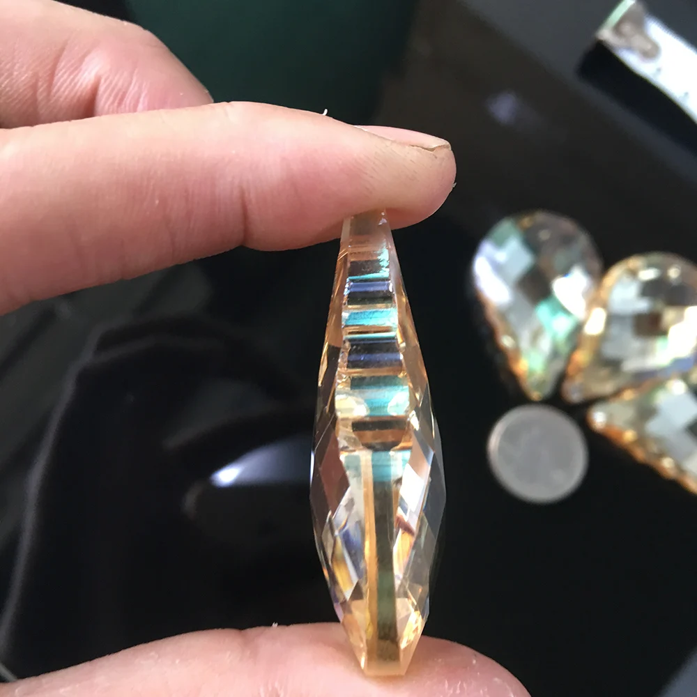 Шампань 50 мм Подсолнух кулон слеза капля граненый кристалл в форме листика люстра ремесло подвисная Призма орнамент фэншуй Xms