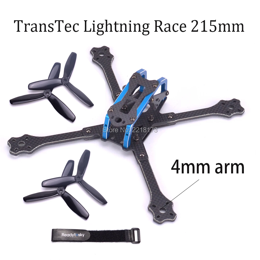 

TransTEC Lightning Race 215mm with 4mm arm 3K Full Carbon Fiber Frame Kit Blue for Multirotor Parts Accessories