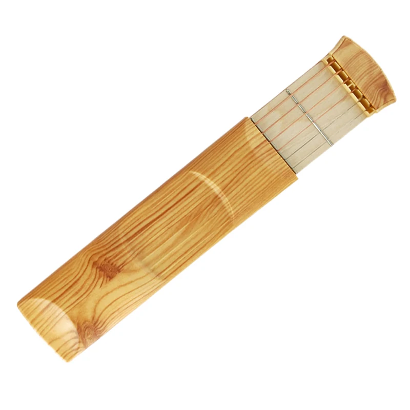 

Wooden Pocket Guitar, 6 Fret Portable Guitar Practice Tool Gadget For Beginner Chord Trainer, Chord Fingering Pratice Tool-MUS
