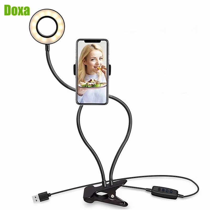 

Doxa Selfie Photo Studio LED Ring Light For Youtube Live Stream Makeup Camera Lamp With Cell Phone Mobile Holder iPhone Android