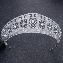 Dower me Luxury Silver Rhinestone Queen Tiara Wedding Prom Crown Hair Accessories Bridal Headpiece Women Tiaras