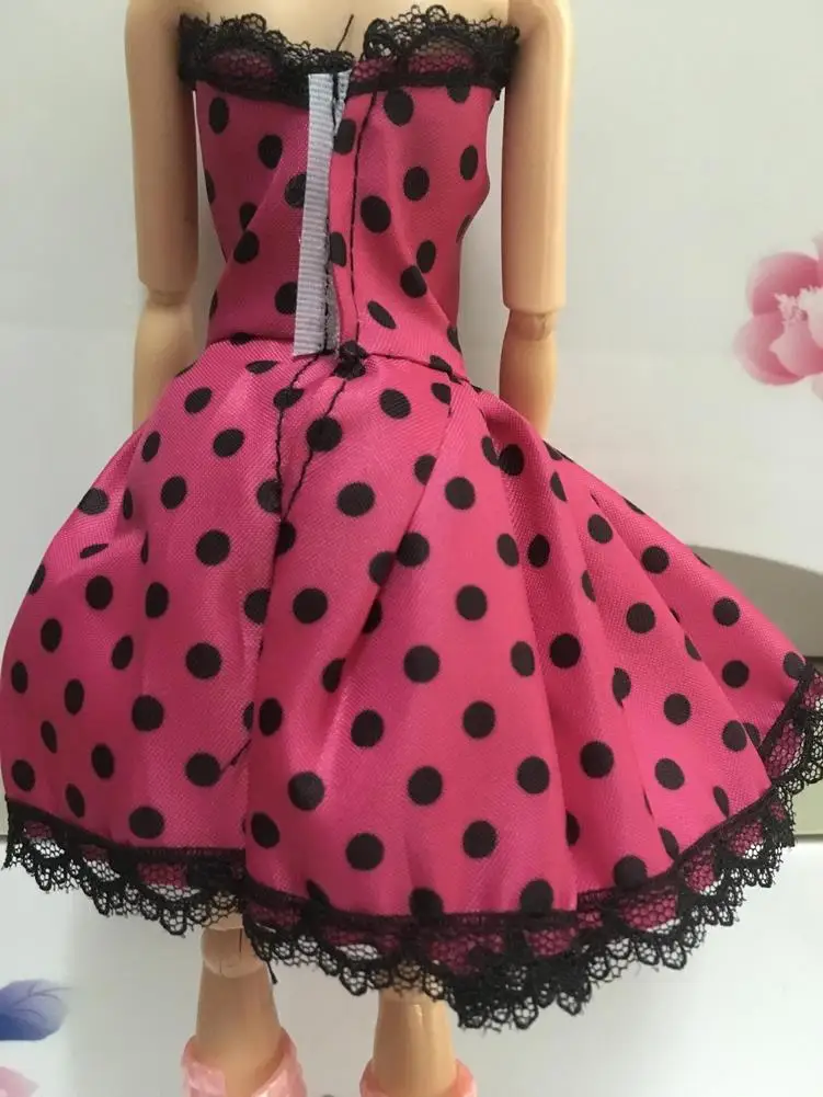 1 шт. розовый платье для куклы Барби печатных платье Wave Point одежда Вечерние платья принцессы платье куклы eg035