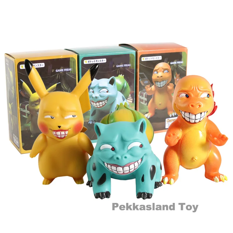 Продажа Monste Пикачу чармандер Bulbasaur Рисунок Статуя улыбка несчастный Ver Q милый детектив аниме куклы игрушечные лошадки игры урод 3 шт