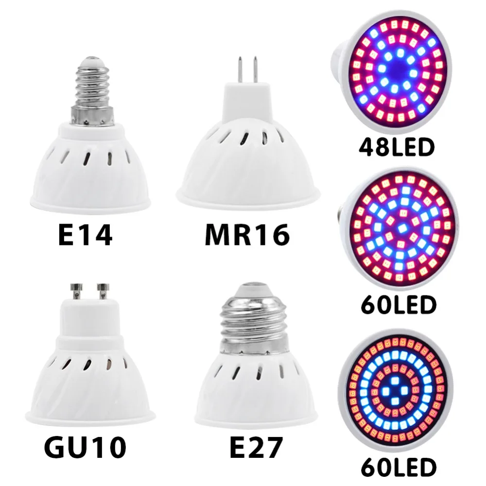 E27 E14 cfl светодиодный светильник полного спектра для выращивания растений MR16 GU10
