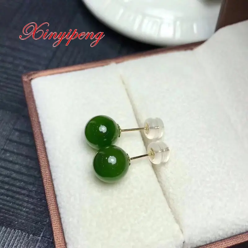 Серьги женские из натуральной яшмы с инкрустацией 18-каратного желтого золота |