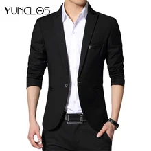 YUNCLOS 2019 New One Button Blazer for Men Casual Slim Fit Jackets Solid Color Business Wedding Party Men Blazer Jackets