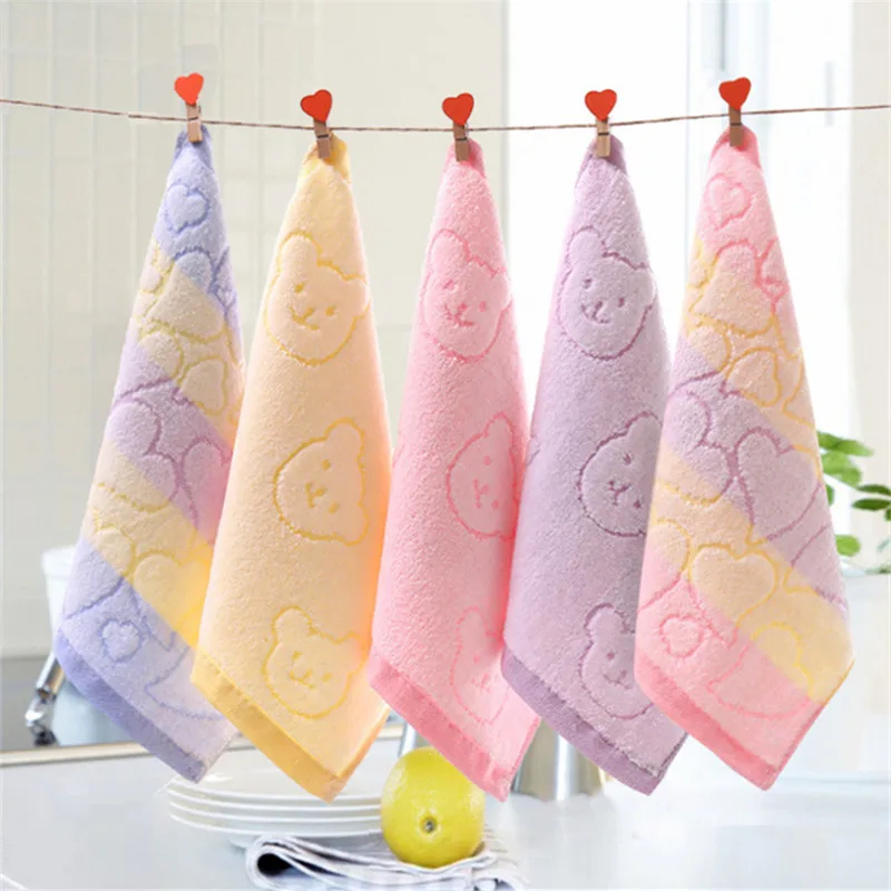 Children Cartoon Towel Cotton Absorbent Printed Square Towels Drying Washcloth Handkerchief AD0429