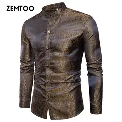 Zemtoo Для мужчин рубашка Марка 2018 мужской высокое качество рубашка с длинными рукавами Повседневное одноцветное Цвет Slim Fit Человек платье
