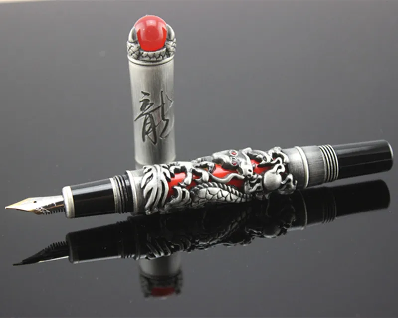 jinhao altin ejderha kral oyun inci guzel 18kgp nib dolma kalem murekkep gri secim ofis is en iyi hediye