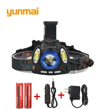 7000Lm Led lighting Head Lamp T6+2COB LED Headlamp Headlight Camping Fishing Hunting Light +2*18650 battery+Car EU/US/AU/UK sezk20 best t6 2 r5 13000 lumen led headlamp 4 modes headlight camping hunting head light lamp 2 18650 battery ac charger