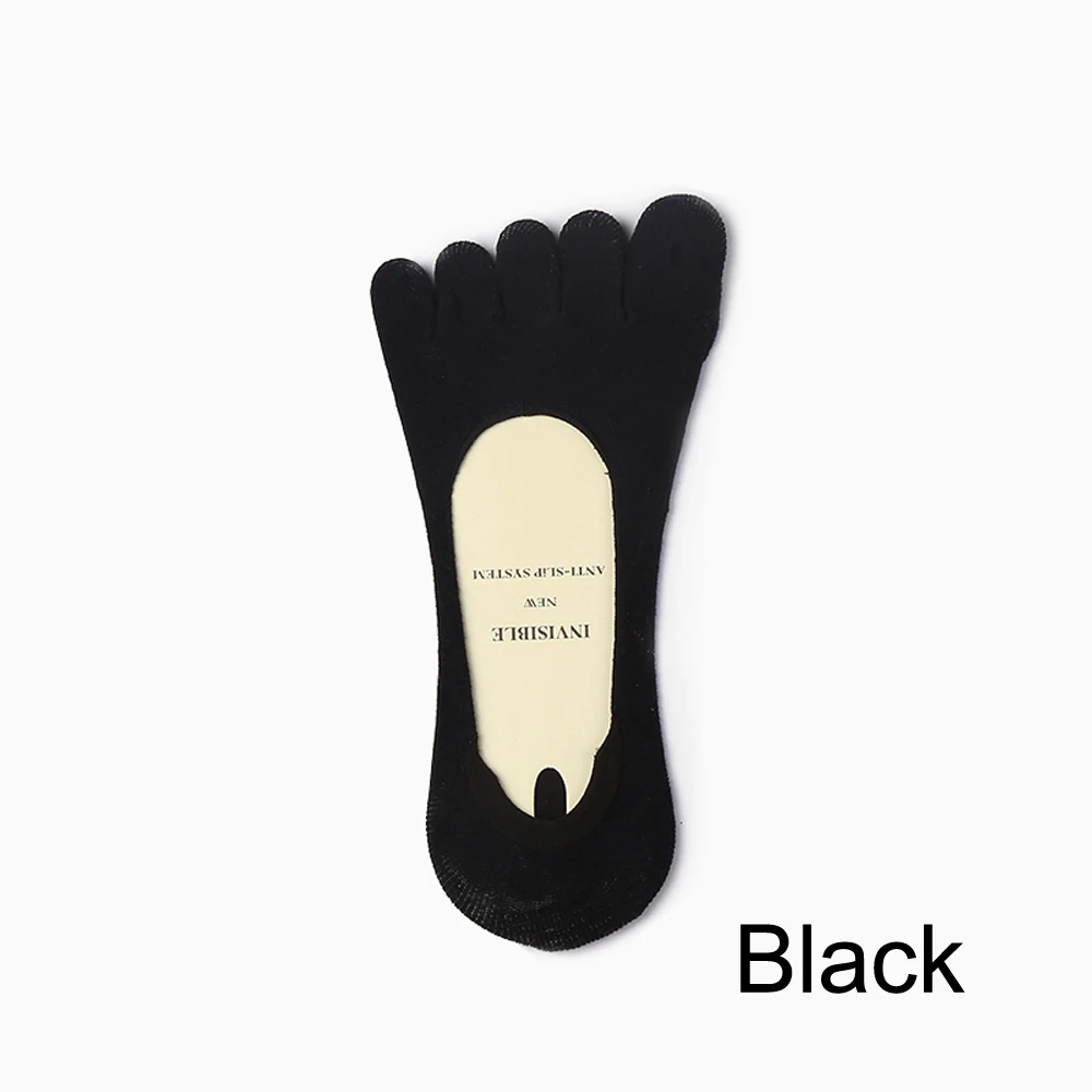 1 пара, летние модные хлопковые мужские носки с пятью пальцами, носки с пальцами, невидимые, Нескользящие, дышащие, нескользящие носки с пальцами, забавные носки - Цвет: Черный