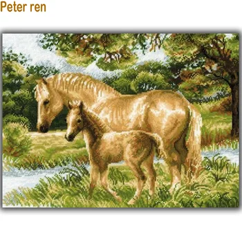 

Peter ren Diamond embroidery Diy diamond painting golden horses cross stitch kits square drill mosaic rhinestone full paintings