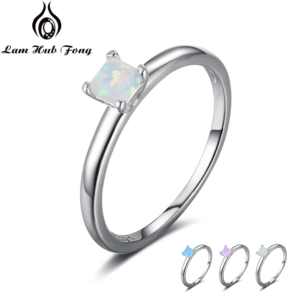 Fine Jewelry Small Square Blue Pink White Opal Ring Simple 925 Sterling Silver Engagement Rings For Women Gift Lam Hub Fong Ring For Rings For Womenrings For Women Wedding Aliexpress