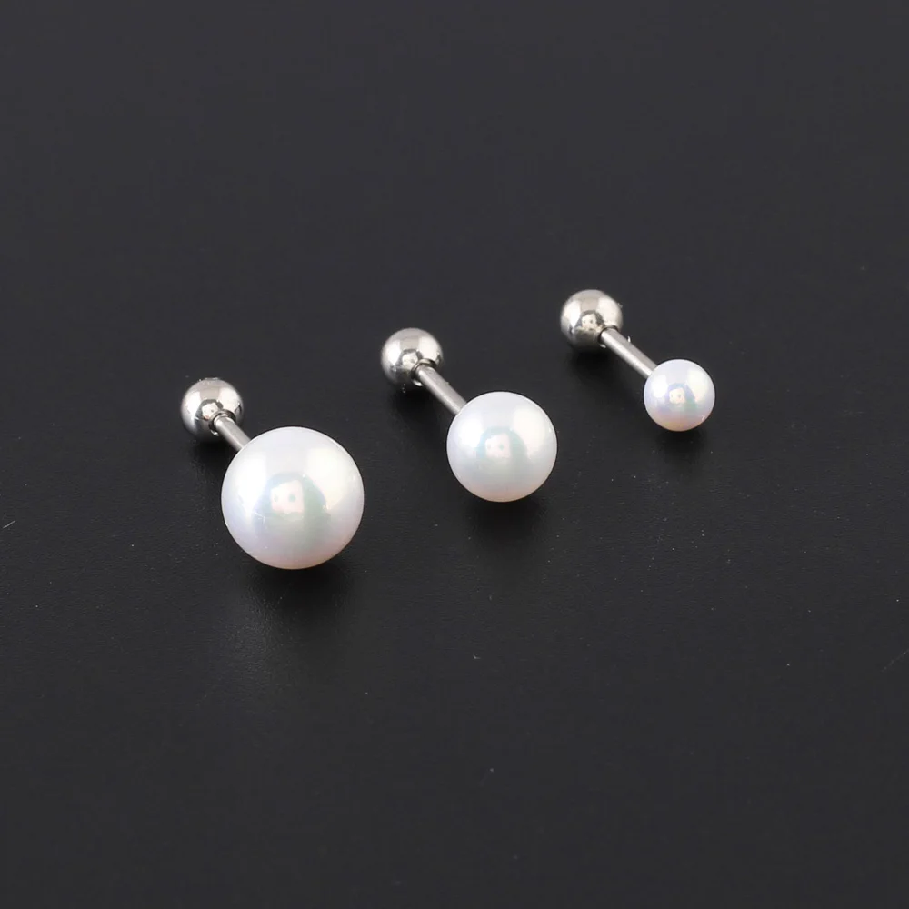 Женские серьги гвоздики из титановой стали с жемчужинами 4/6/8 мм|stud earrings|women stud