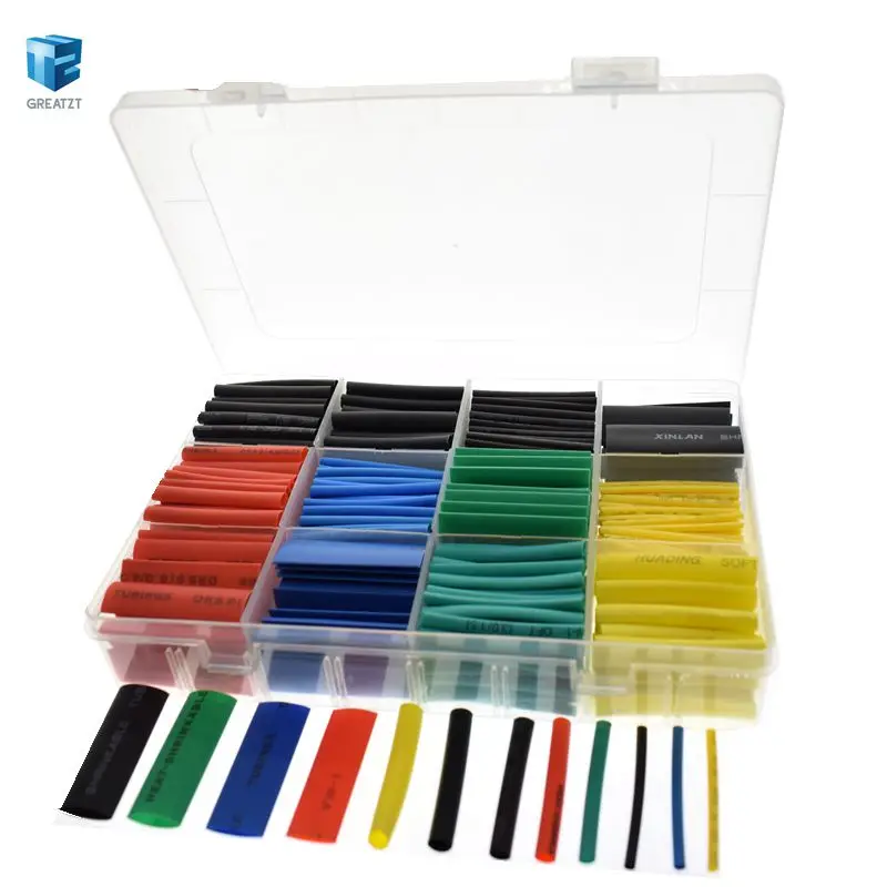 

530pcs Heat Shrink Tubing Insulation Shrinkable Tube Assortment Electronic Polyolefin Ratio 2:1 Wrap Wire Cable Sleeve Kit IC