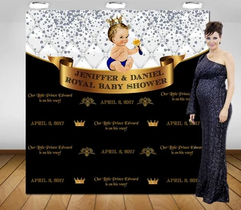 

custom gold king crown baby shower backdrop High quality Computer print party background