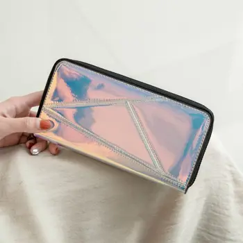 

Women Holographic PU Leather Clutch Long Wallet Card Holder Fashion Purse Handbag Zipper Bag Phone Pouch