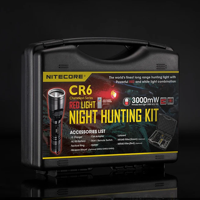 

NITECORE White+Red Light CREE XP-G2 LED CR6 HUNTING TOOLS KIT Gear Hunting Law Enforcement Militar Flashlight Lantern Box Sets