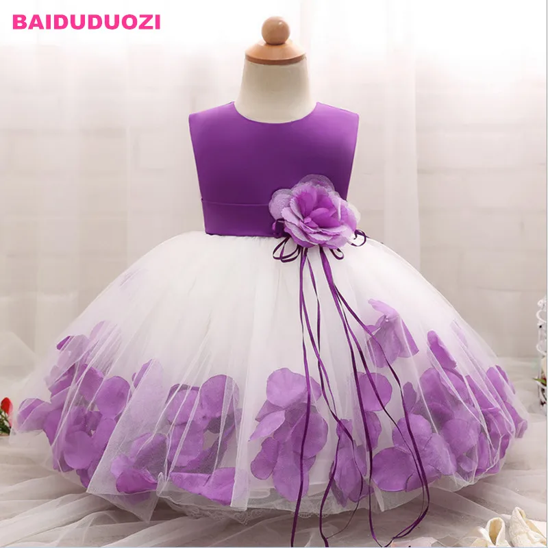 Kids Infant Girl Flower Petals Dress Children Bridesmaid Toddler