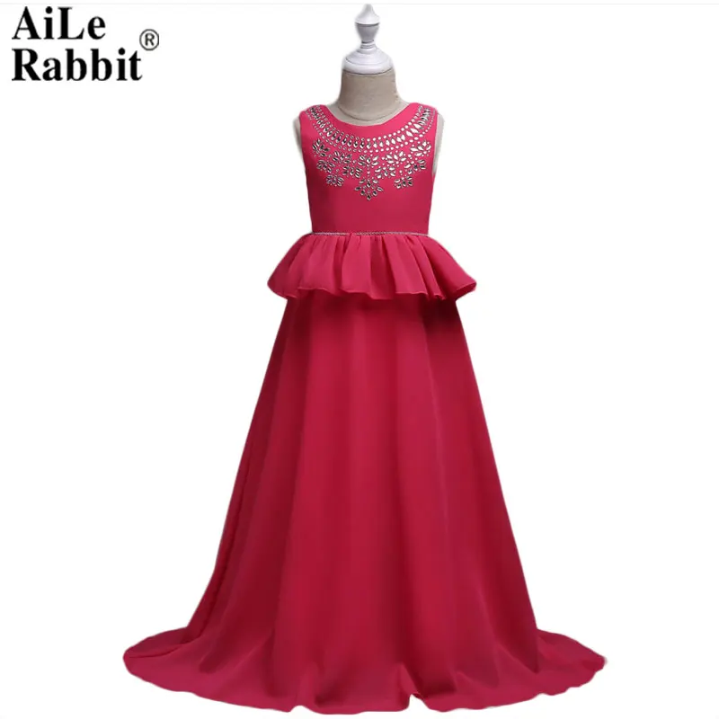 

AiLe Rabbit 2018 Girl Frill Dress Princess Chiffon Bright Diamond Unique Design Fashion Ladies Style Children's Wear