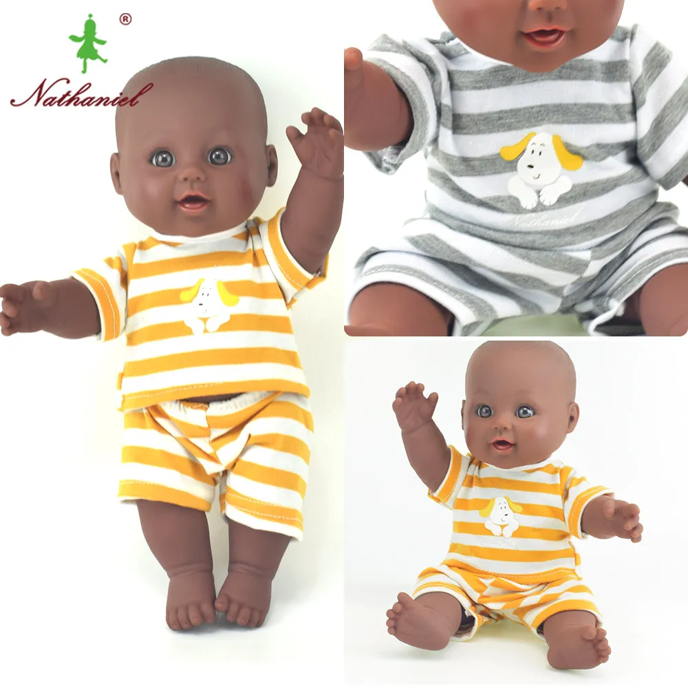 

African USA 30cm 12inch fashion baby dolls lol silicone vinyl reborn born black boneca baby soft toys toy girl kid Nathniel