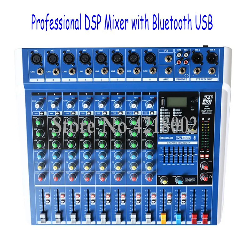 

8 Channel 24 DSP Digital Effect Sound Mixer Console Equipment Professional Bluetooth USB DJ Mixing Recording Studio Equipment