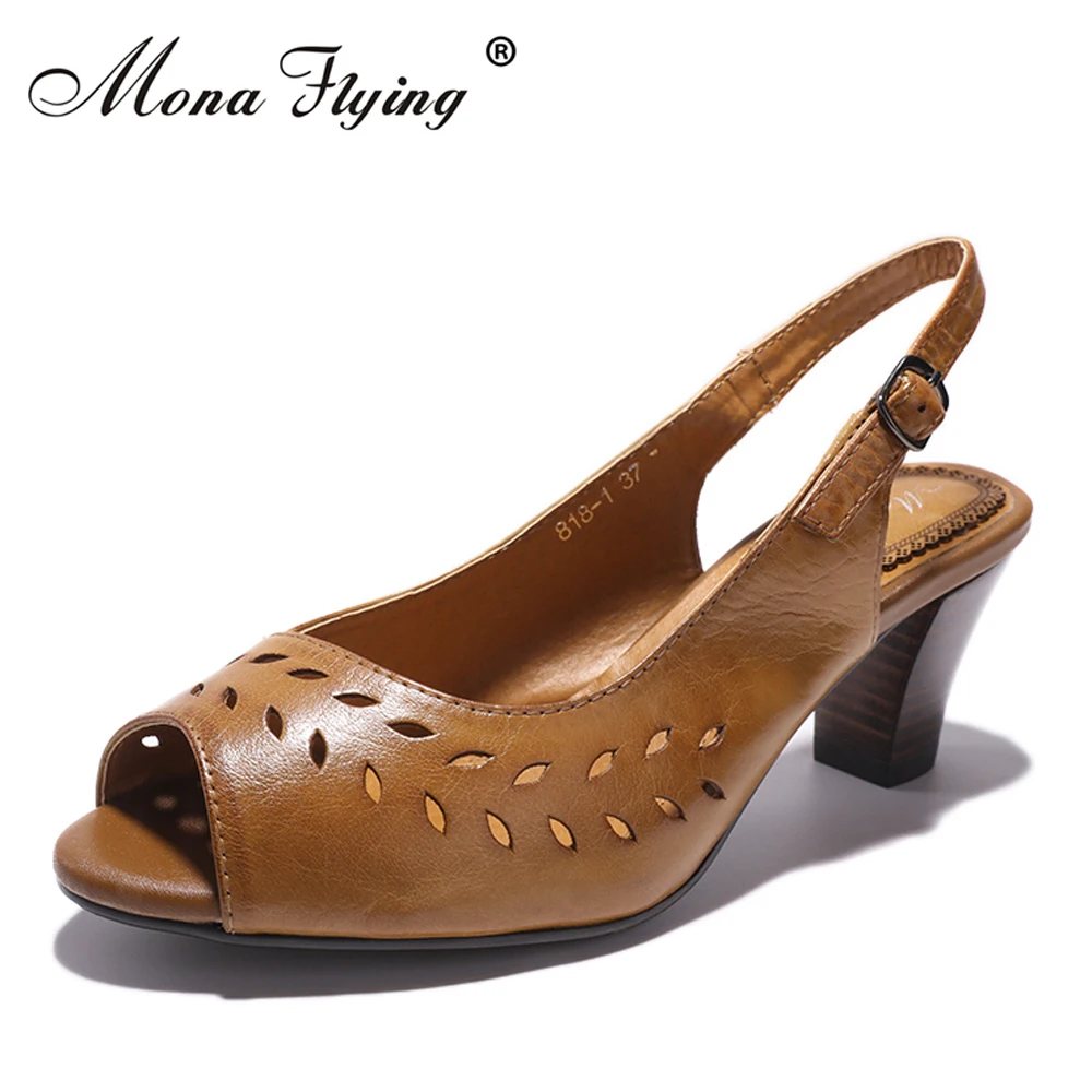 

Women Sandals Shoes 2018 Summer Brand Women Genuine Leather High Heel Dress Sandals for Ladies Office Big Szie Shoes Women 818-1