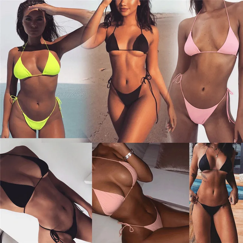 

2019 Summer Sexy Womens Padded Push-up Bikini Set Beach Swimmingsuit High Waist Bathing Suit Swimwear Beachwear