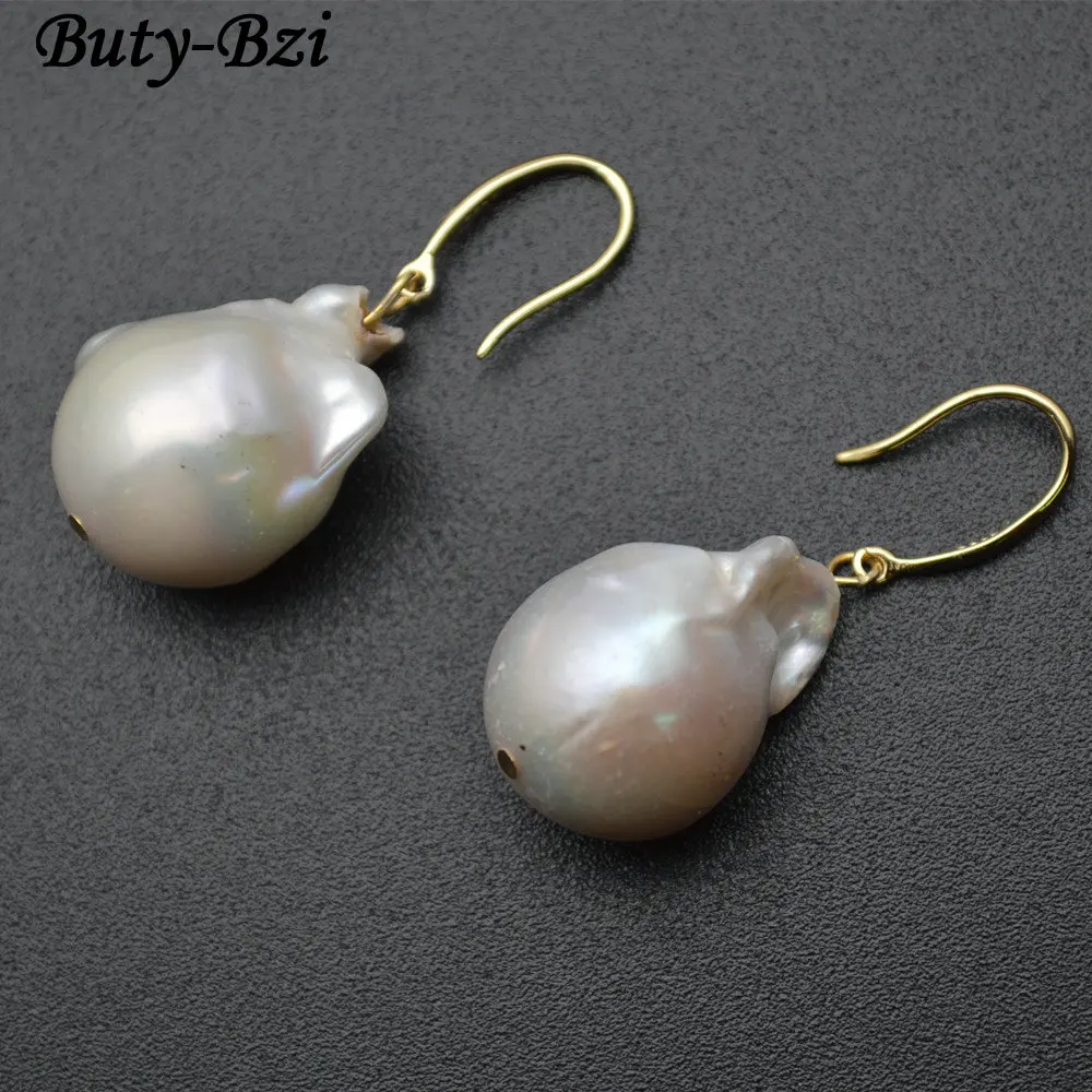 

Natural White Fresh Water Baroque Pearl Beads Dangle Drop Earrings Fashion Woman Party Jewelry