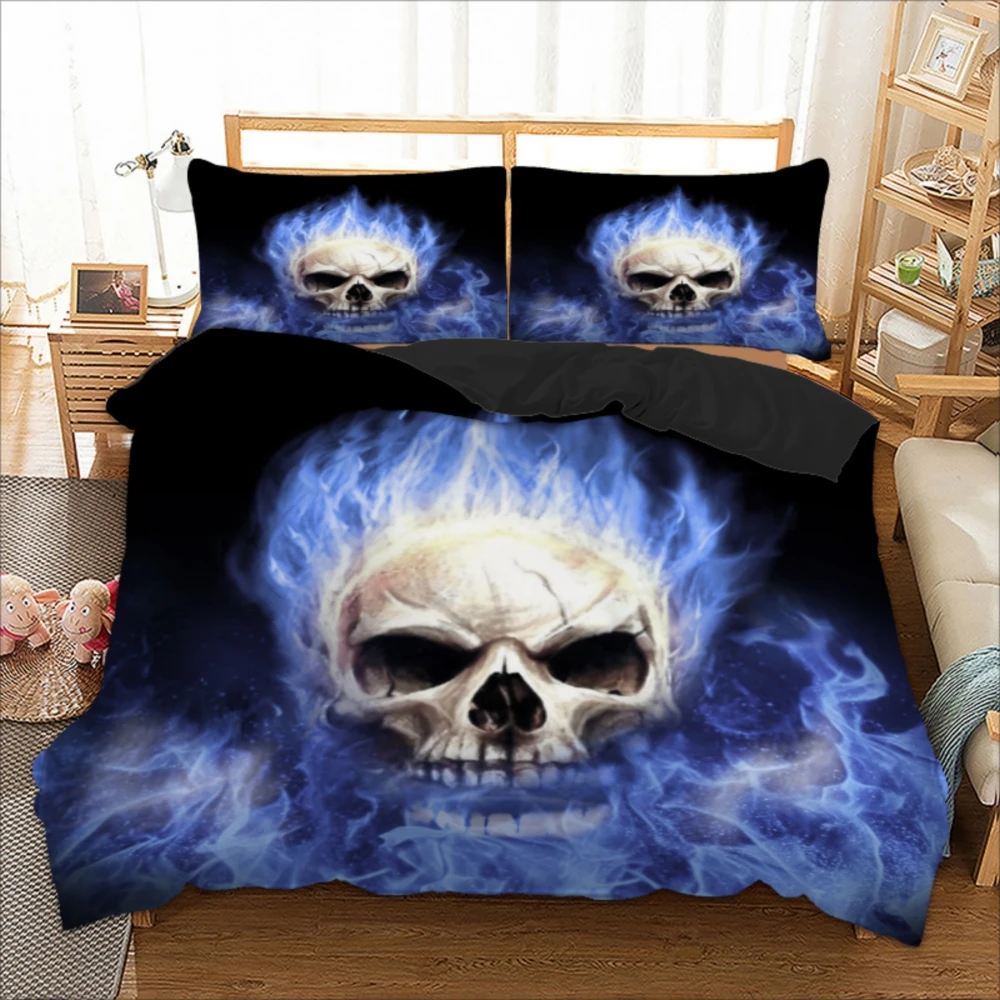 Dropshipping 3pcs Skull King Bedding Set Skeleton Queen Duvet