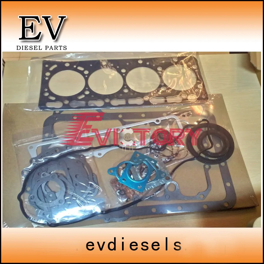 For Kubota engine V3300 V3300T Full gasket kit with cylinder head gasket in Pistons, Rings