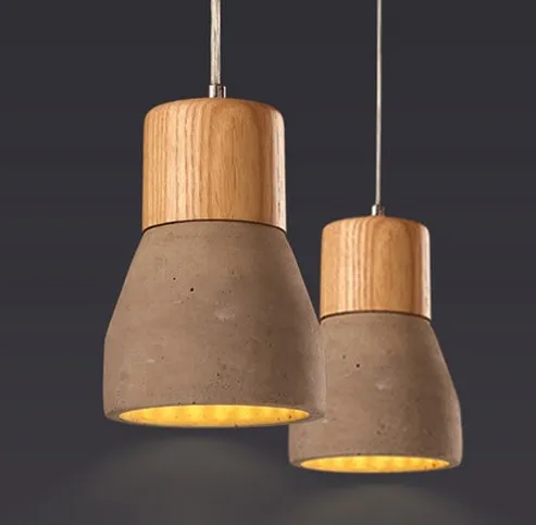 

Loft Style Creative Cement Wood Art Droplight LED Pendant Light Fixtures Industrial Vintage Lamp For Home Lighting Luminaria