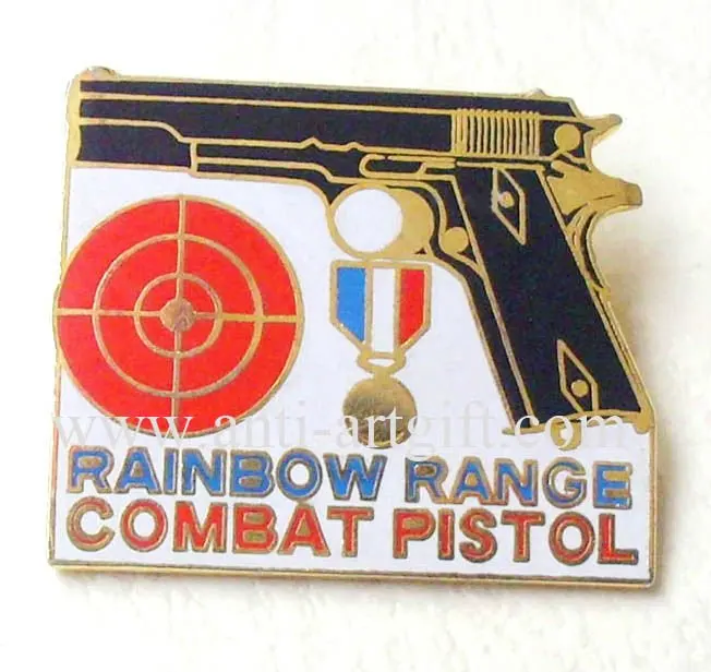 

Customized Award club metal badges gun icon