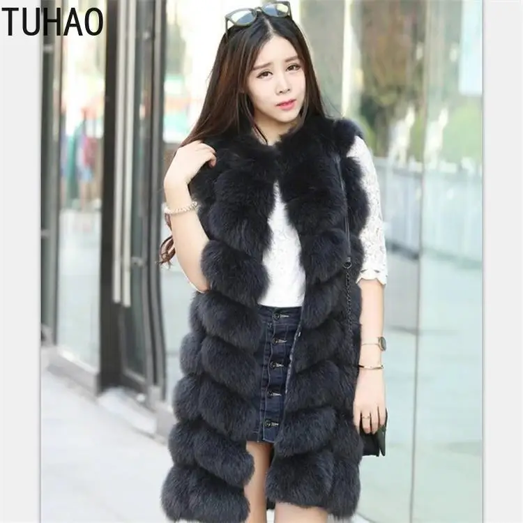 Blanc Bleu Veste Long 2018 Manteaux Manteau camel Hiver gris Chaud kaki Gilet Renard De Faux marine La Taille Fourrure Tuhao Mode 3xl Femelle Plus Femmes qw4vSIHWx