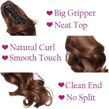 S-noilite Short Wavy Ponytail Claw Jaw in Hairpiece Synthetic Clip in Hair tail for women Black Brown Pony Tail 4