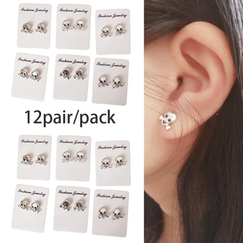 

Punk Rock Skull Round Magnetic Earings For unisex No Piercing Ear Studs Jewelry No Hole Magnet stud Earring