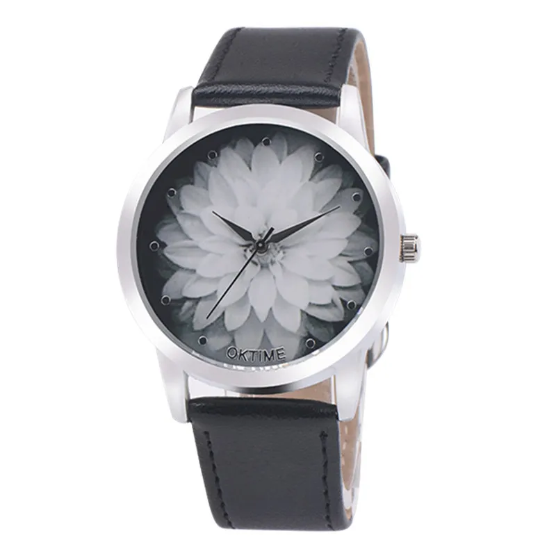 

relogio masculino erkek kol saati  reloj mujer  Fashion Flower Leather Analog Quartz Vogue Wrist Watch women  Sep12