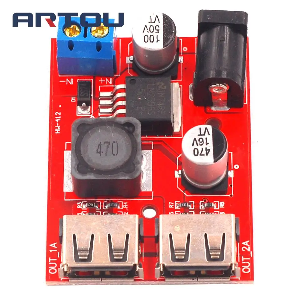 LM2596 LM2596S двойной USB преобразователь 9 В 12 24 36 до 5 3 А понижающий плата автомобильное