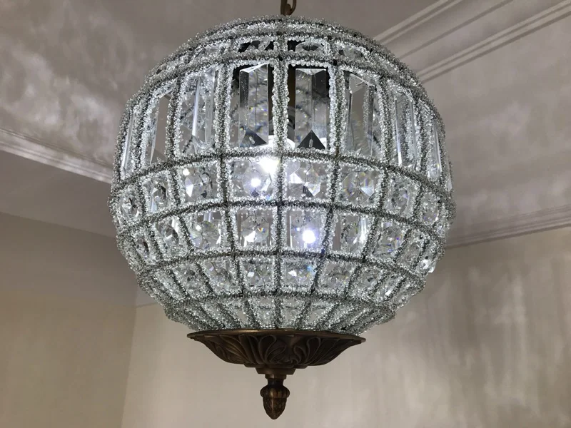 Американский Роскошный блеск K9, хрустальный круглый металлический светодиодный подвесной светильник, французский кристалл, светодиодный подвесной светильник для коридора