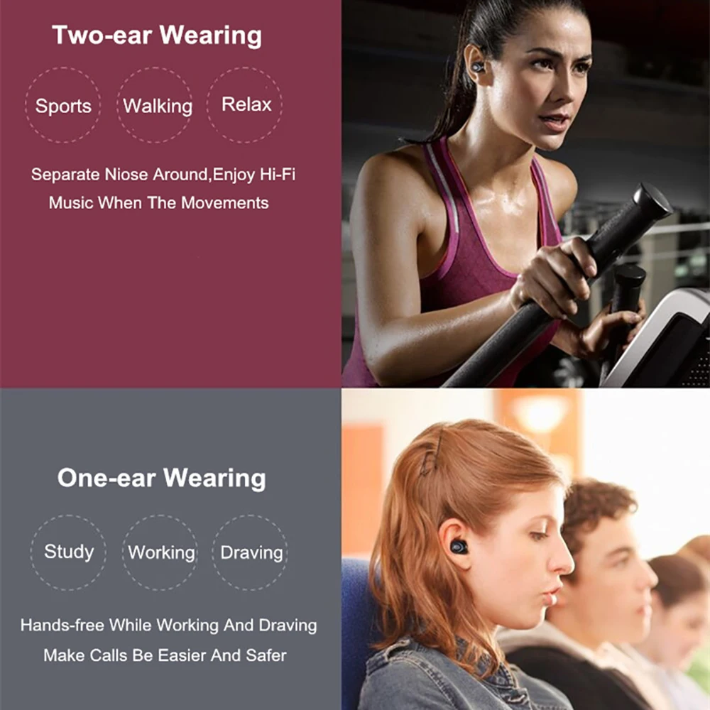 VTIN TOP Wireless TWS Earphones Bluetooth Earbuds CVC6 0 Noise Cancelling Mic Earphones With Charging Case For Iphone X Huawei