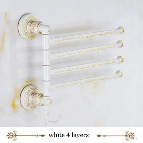 Антикварная резная вращающаяся вешалка для полотенец 2-5 слоев, вешалка для полотенец, аксессуары для ванной комнаты, складная вешалка для полотенец, SL-5901F - Цвет: white paint 4