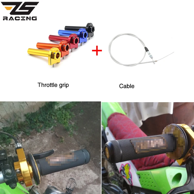 

ZS Racing Universal 7/8" Motorcycle Throttle Twist Grips 22mm CNC Aluminum Grip With Cable Accelerator Moped Scooter Dirt Bike
