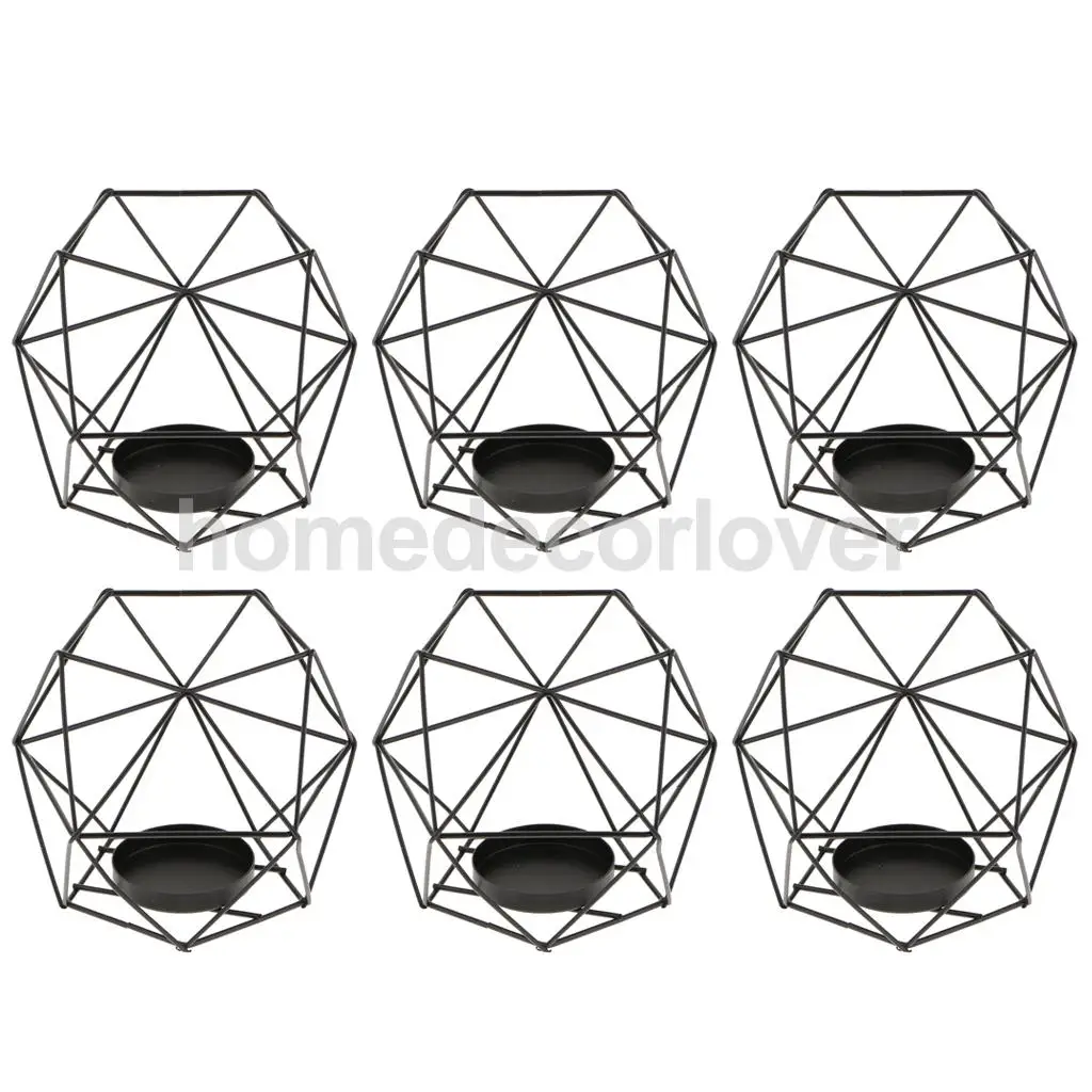  6-set Geometric Polished Tealight Candle Holder Table Top Centerpiece Weddings Events Parties Decor 